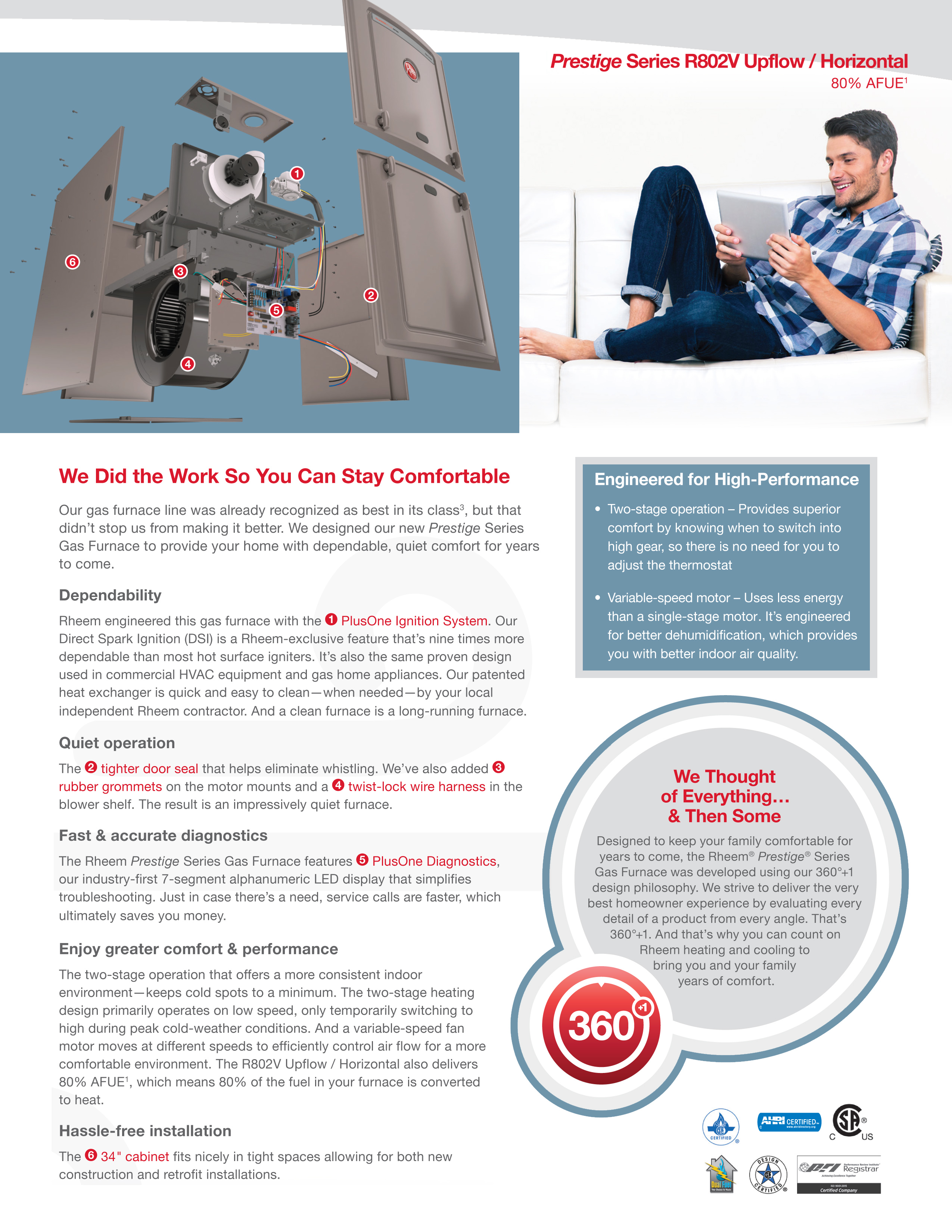 Rheem 80% Variable Speed 100K BTU Gas Furnace, R802VA100521MSA (Closeout Special 5941)(F)